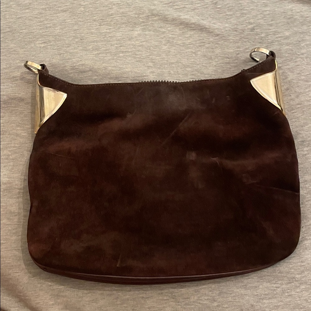 Gucci Brown Shoulder Bag with Gold Accents